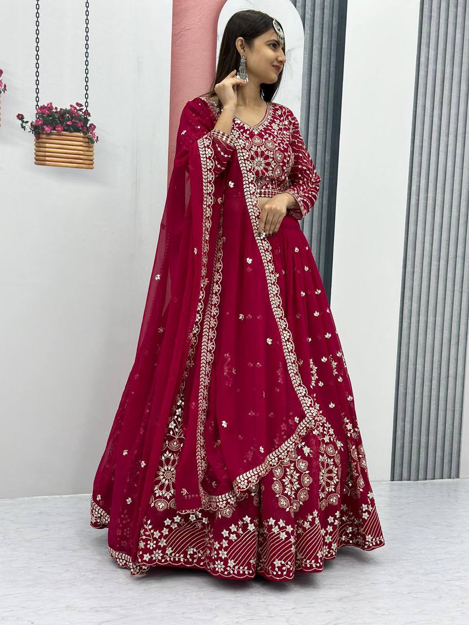 Heavy Fox Georgette Launching Embroidered Lehenga Choli