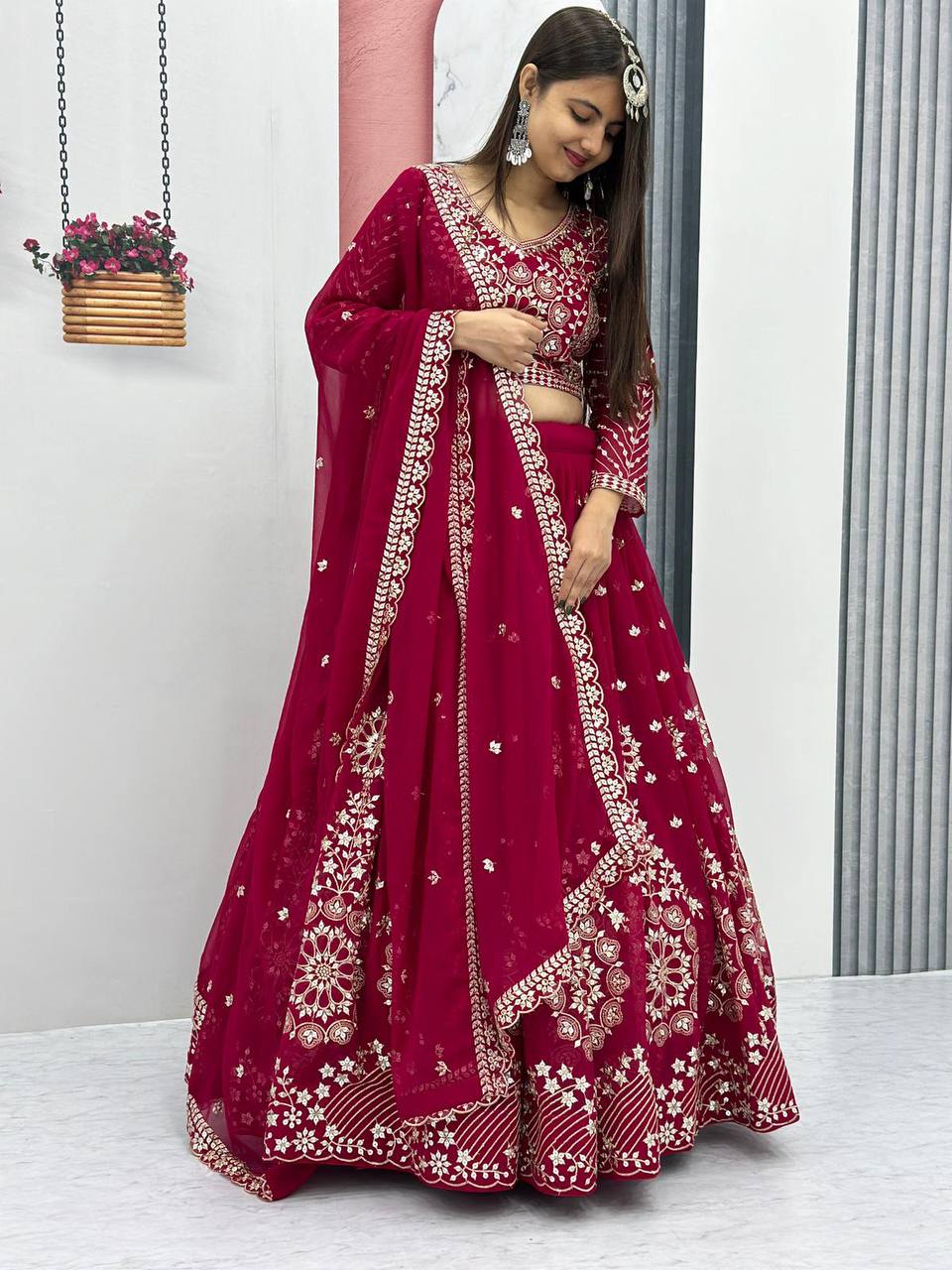 Heavy Fox Georgette Launching Embroidered Lehenga Choli