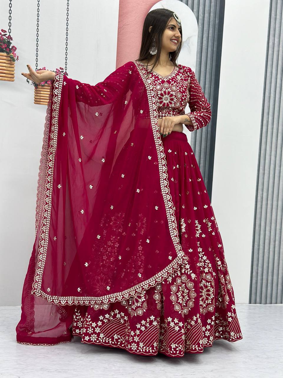 Heavy Fox Georgette Launching Embroidered Lehenga Choli