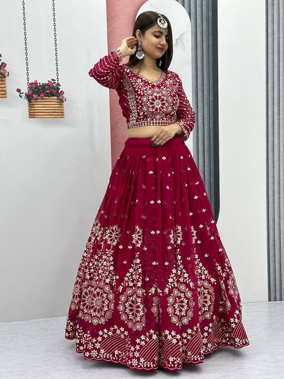 Heavy Fox Georgette Launching Embroidered Lehenga Choli