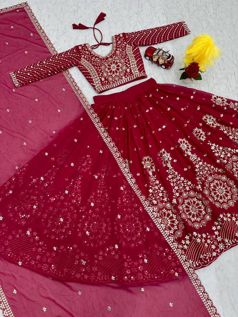 Heavy Fox Georgette Launching Embroidered Lehenga Choli