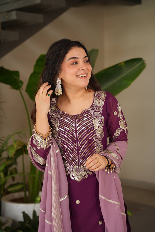 Designer Embroidered Top Plazzo Dupatta Set Collection