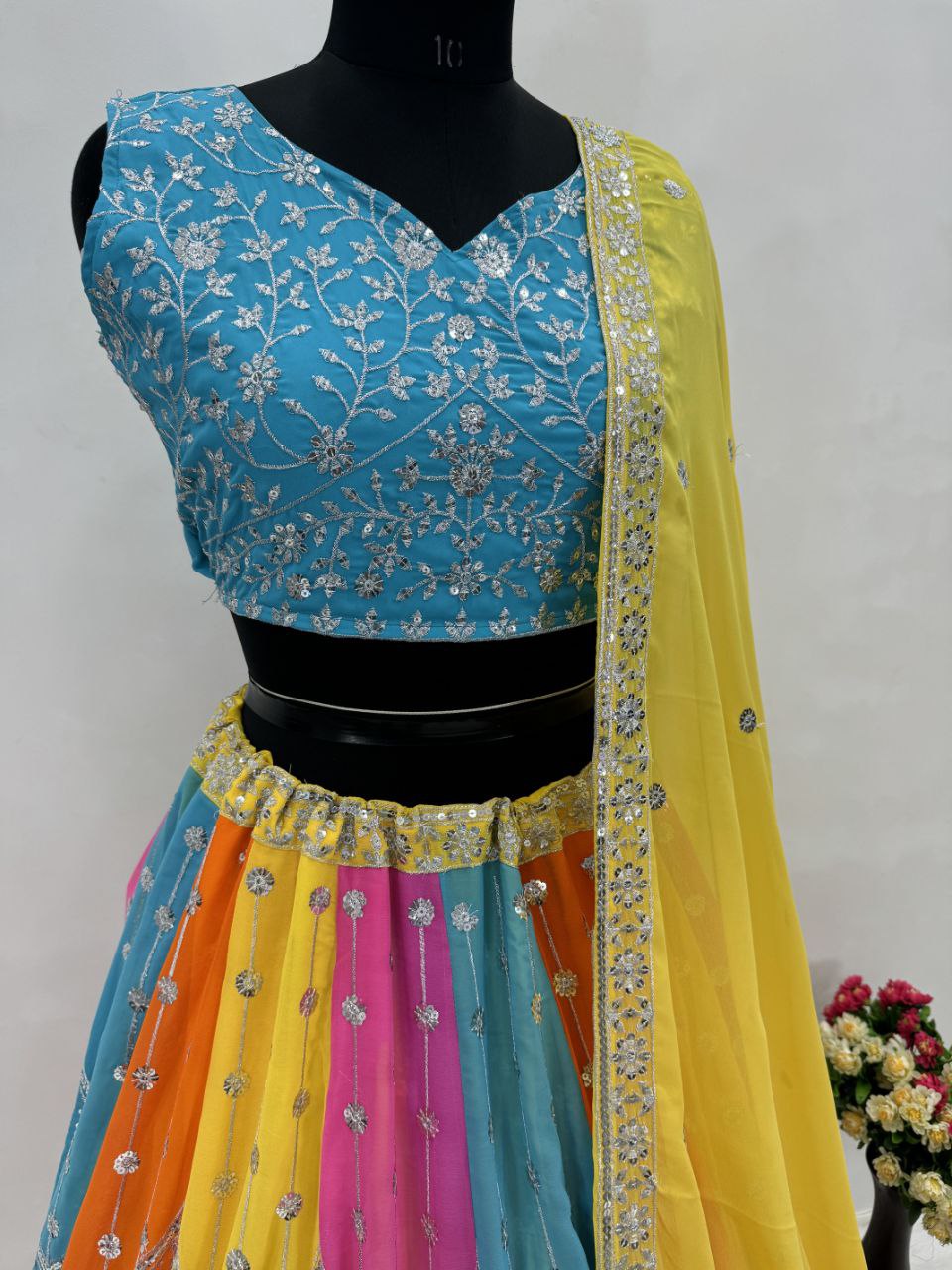 BRIDAL WEAR HEAVY EMBROIDERY SEQUENCES WORK LEHENGAS CHOLI WITH DUPATTA SET