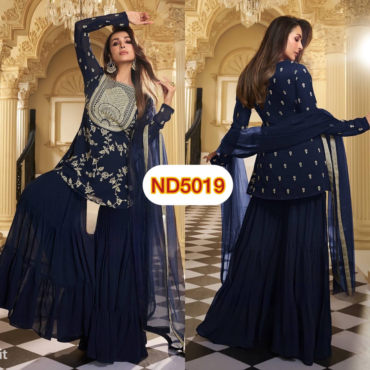 New Designer Party Wear Look Top Sharara Plazzo and Dupatta