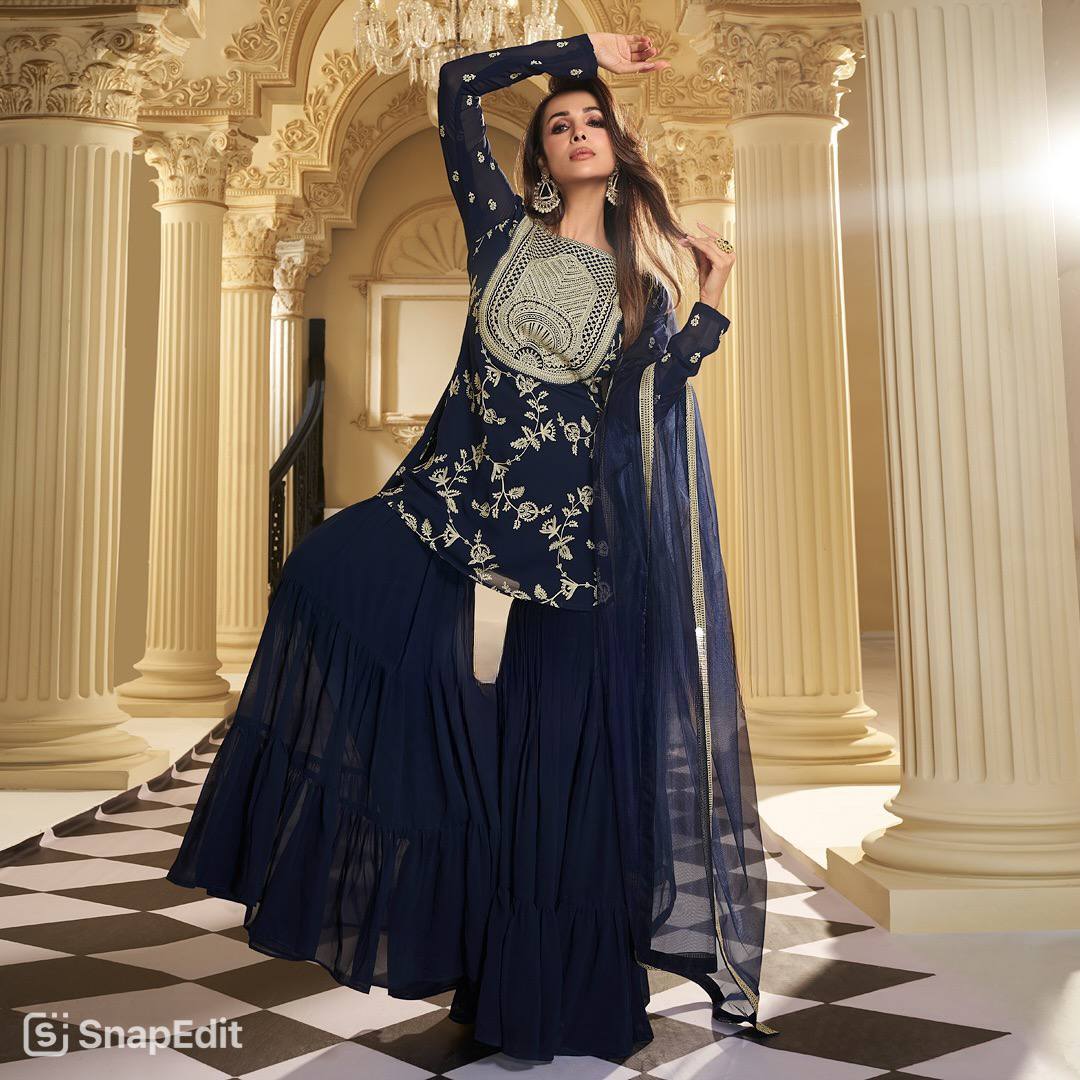 New Designer Party Wear Look Top Sharara Plazzo and Dupatta