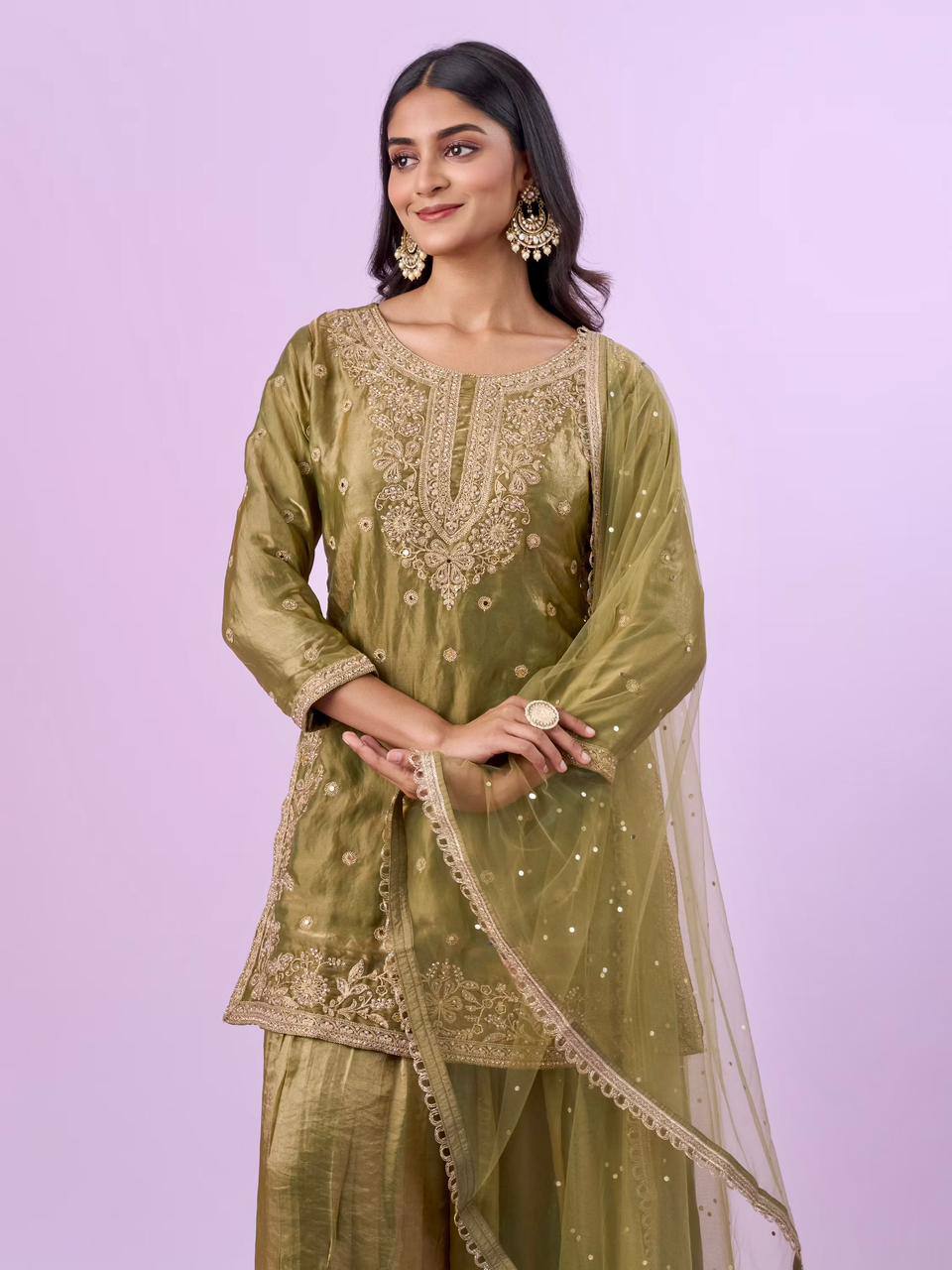 New Designer Party Top Pallazo & Dupatta Set