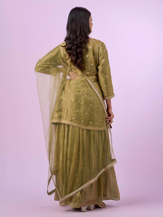 New Designer Party Top Pallazo & Dupatta Set