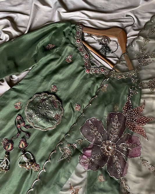 DESIGNER HEAVY CHINON WITH SEQUANCE EMBROIDERY WORK SUIT