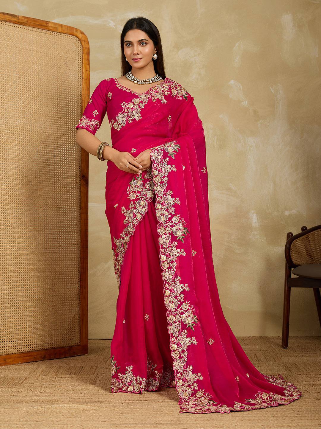 Party Wear Soft Fendy Chiffon Saree