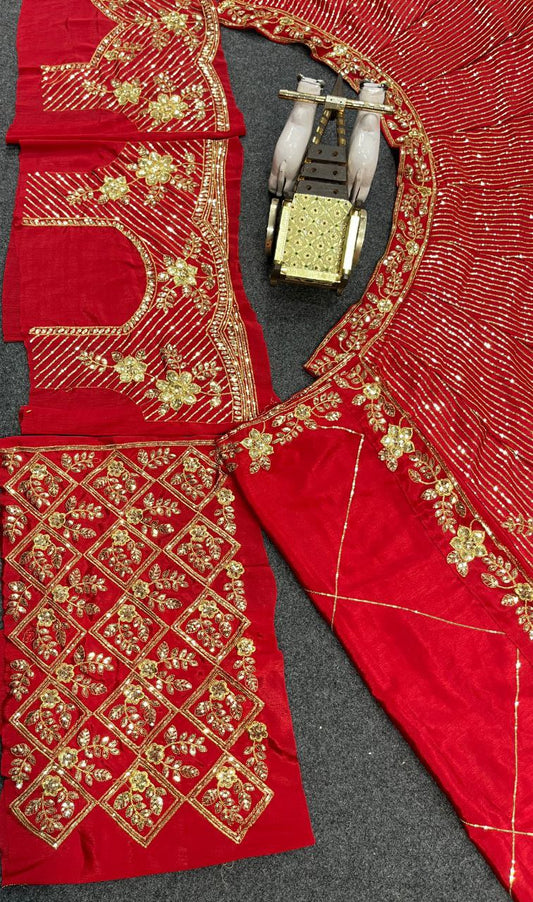Launching 4 meter flared Embroidery Sequins Work Lehenga