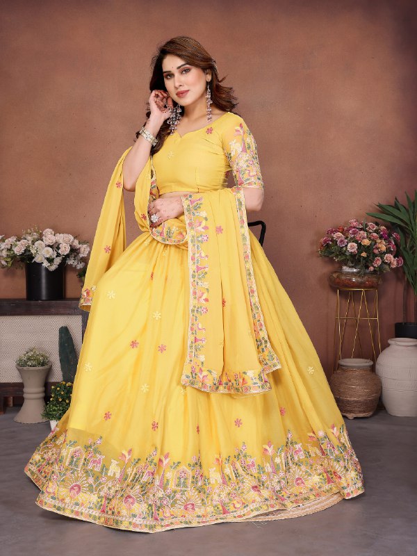 Star Georgette Embroidery Work Lehenga Choli