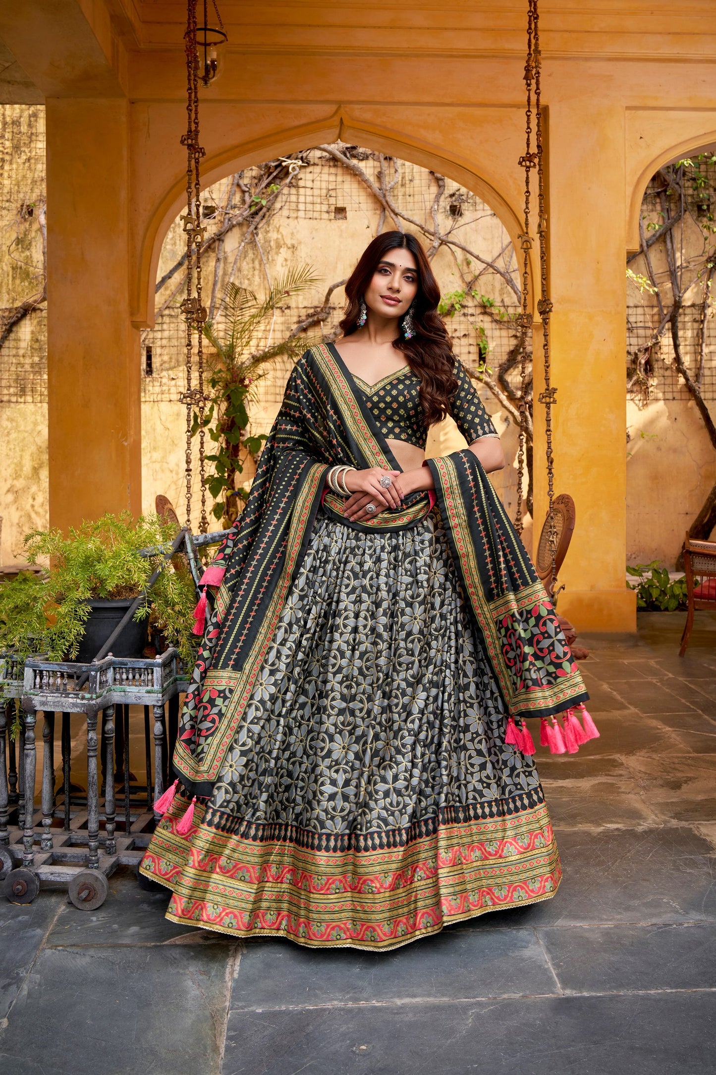 Tasar Silk Iconic Sparkle With Lace Border Lehenga Choli