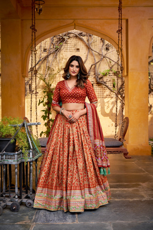 Tasar Silk Iconic Sparkle With Lace Border Lehenga Choli