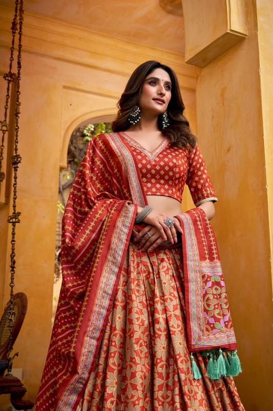 Tasar Silk Iconic Sparkle With Lace Border Lehenga Choli