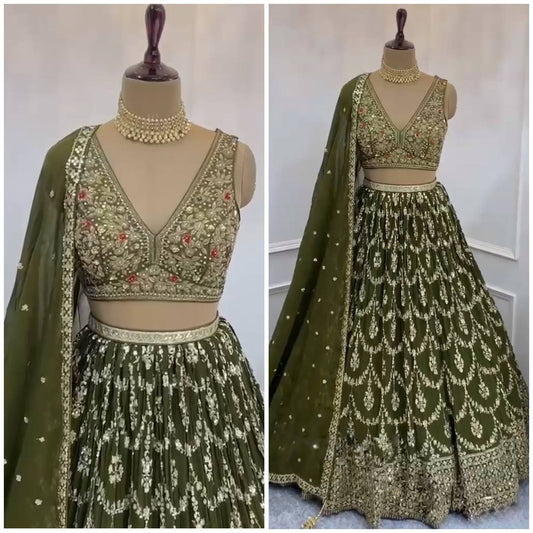 Launching Faux Georgette Lehenga Exceptional Quality with Can-Can and Canvas Layers