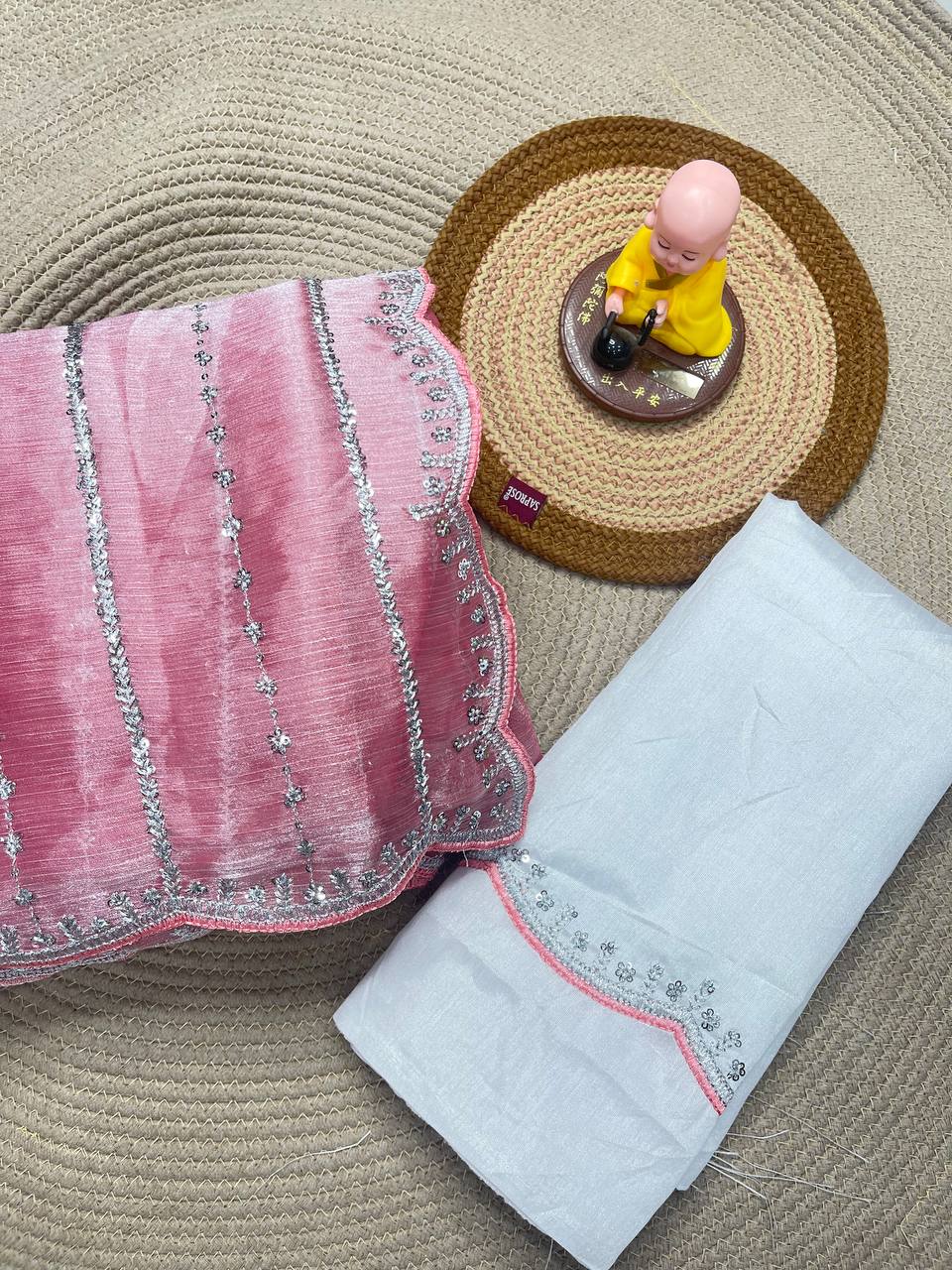 Premium chiffon silk with 3 mm sequence work Saree