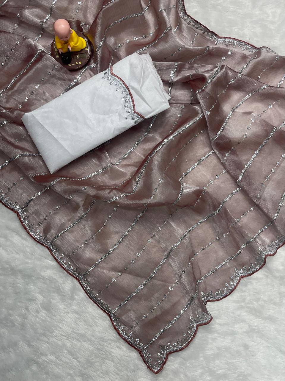 Premium chiffon silk with 3 mm sequence work Saree