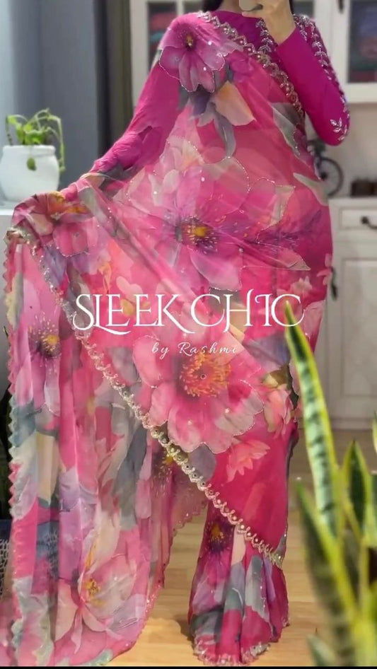 Presenting You Most Beautiful Latest Pure Handwork Saree Collection