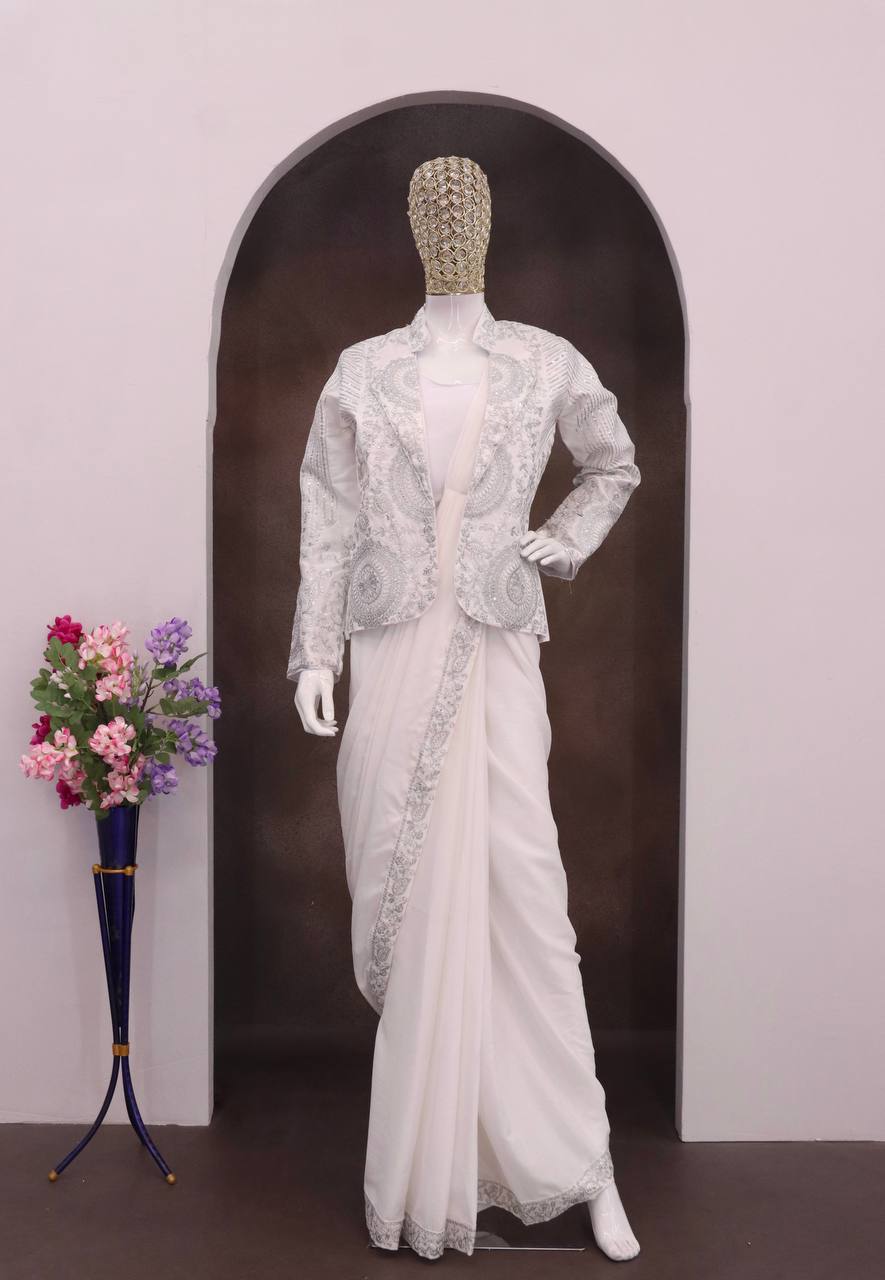 Experience effortless luxury with this premium ready-to-wear saree