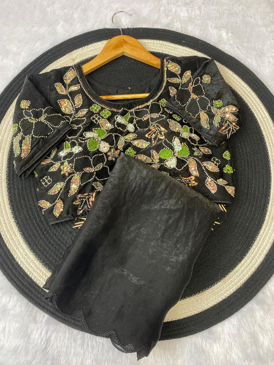 Beautiful soft space silk fandy sattin celebrity inspired saree