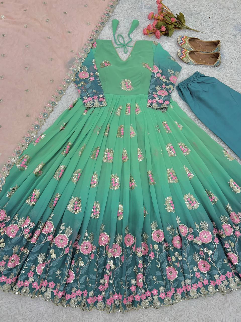 Launching New Designer Party Wear Look Full Heavy Digital Print Gown