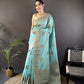 Pure linen Silk with adorable Copper Gold Jari Saree