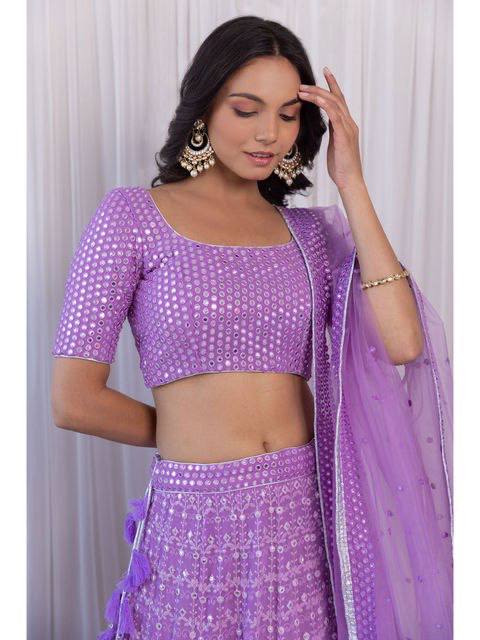 Light Purple Colour Embroidered Attractive Party Wear Silk Lehenga choli