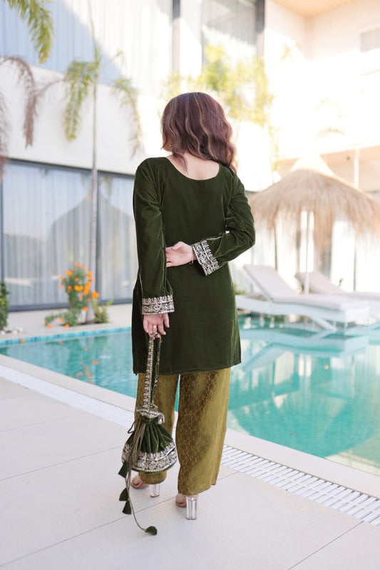 9000 Velvet with Rich Zari Coding Embroidered work Suit