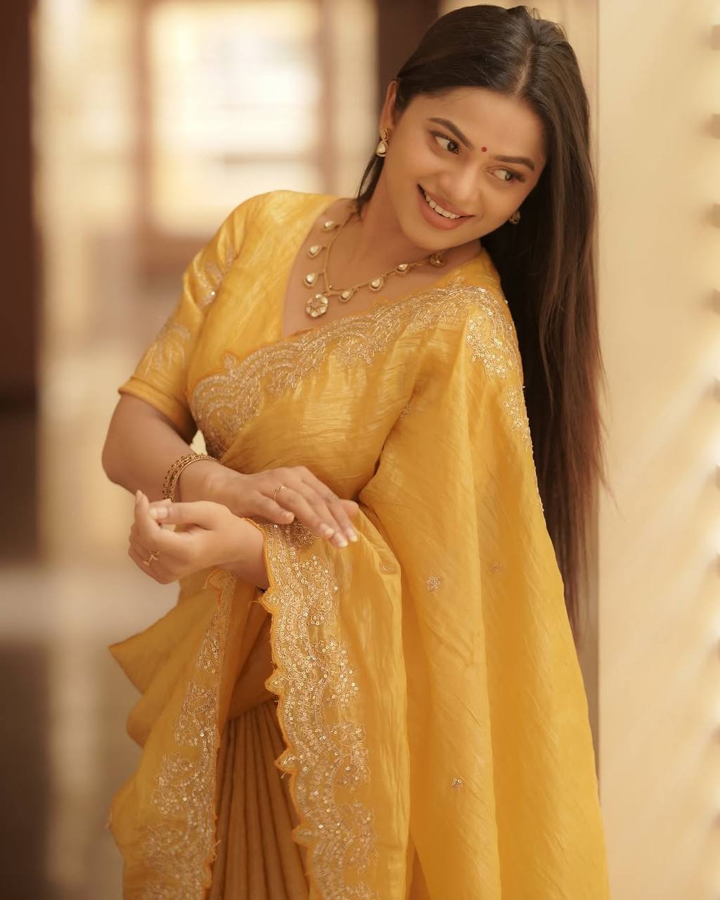 Premium Goldcrush silk with embroidery work Saree