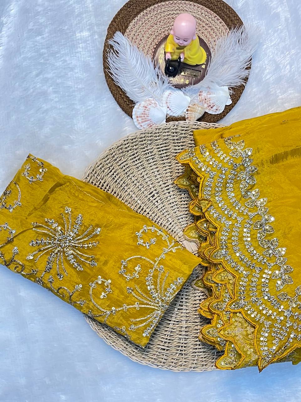 Premium Goldcrush silk with embroidery work Saree