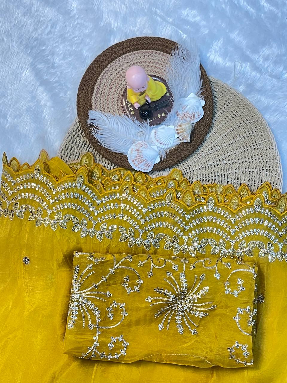 Premium Goldcrush silk with embroidery work Saree