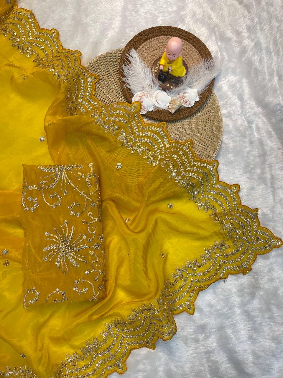 Premium Goldcrush silk with embroidery work Saree
