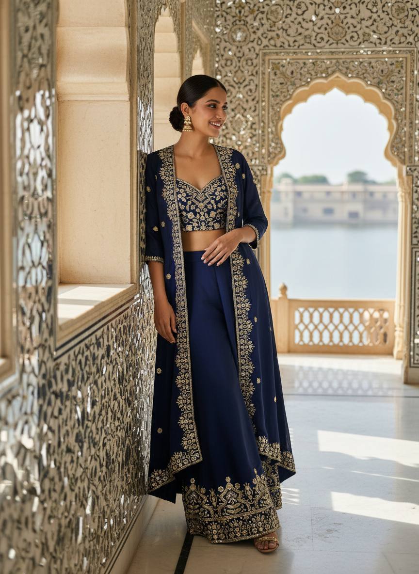 Newly Launched Premium INDOWESTERN PLAZO CHOLI SET