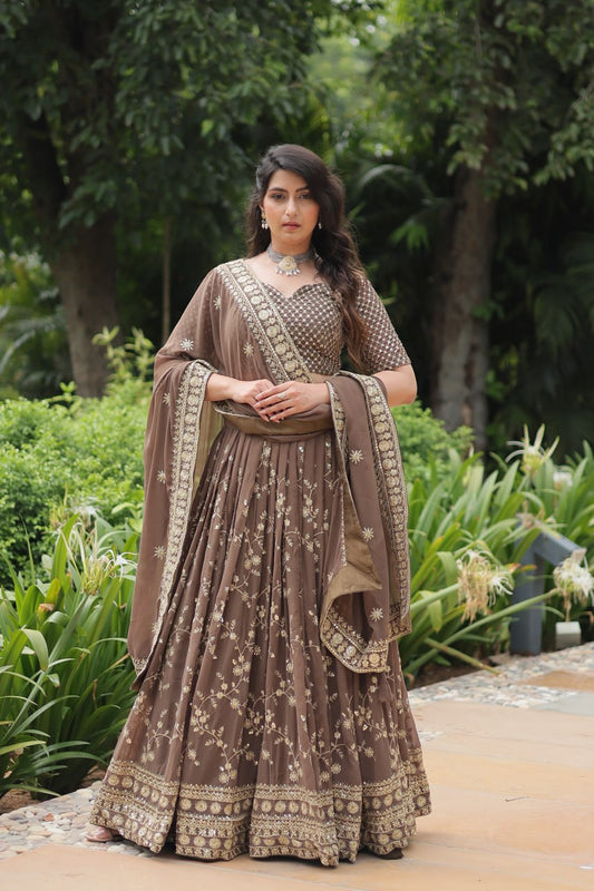 Faux Blooming With Heavy Sequins & Thread Embroidered work Lehenga