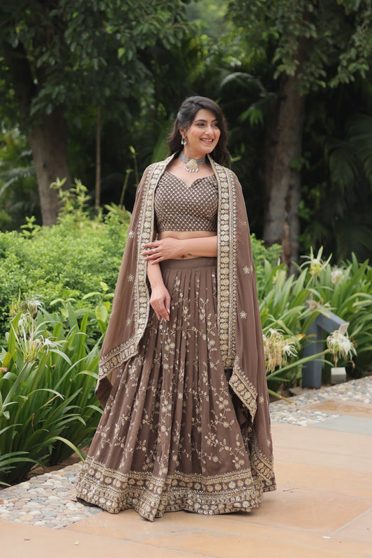 Faux Blooming With Heavy Sequins & Thread Embroidered work Lehenga
