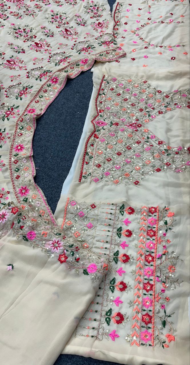 Launching 4 meter flared Embroidery Sequins Work Lehenga