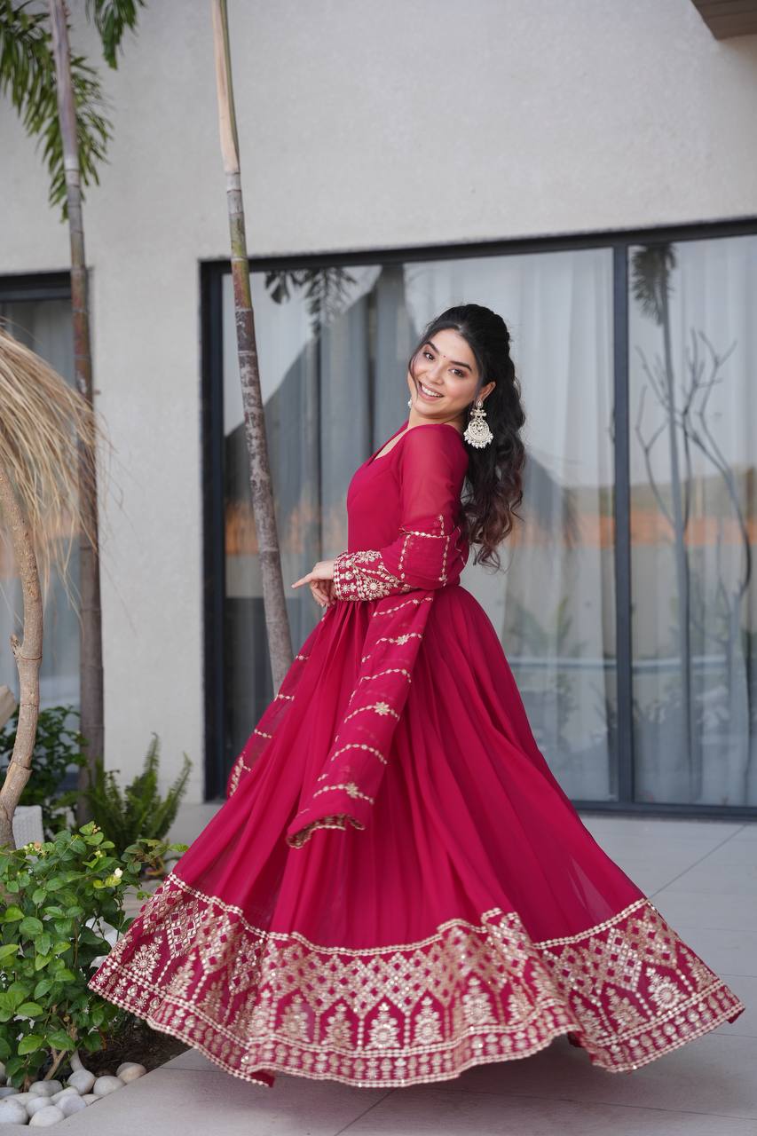 Designer Embroidered Anarkali Gown Dupatta Collection