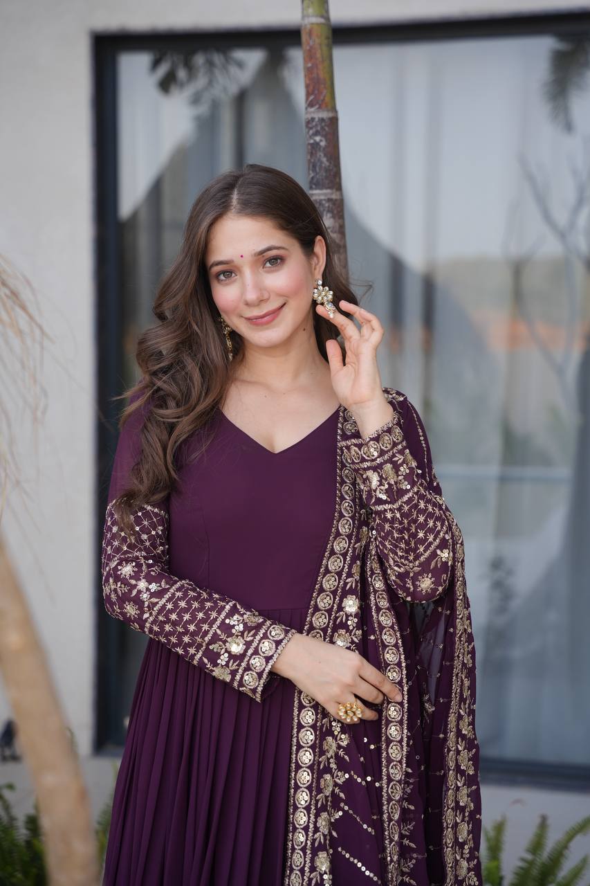 Designer Embroidered Anarkali Gown Dupatta Collection