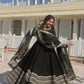 Black Embroidered Work Anarkali Suit Set SET [3 PCS]