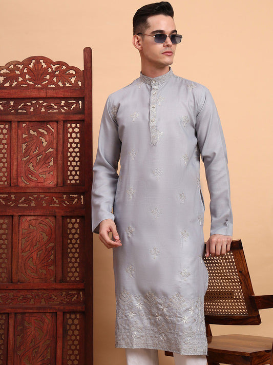 Traditional Wedding Collection Cotton Embroidery Work Men's Kurta