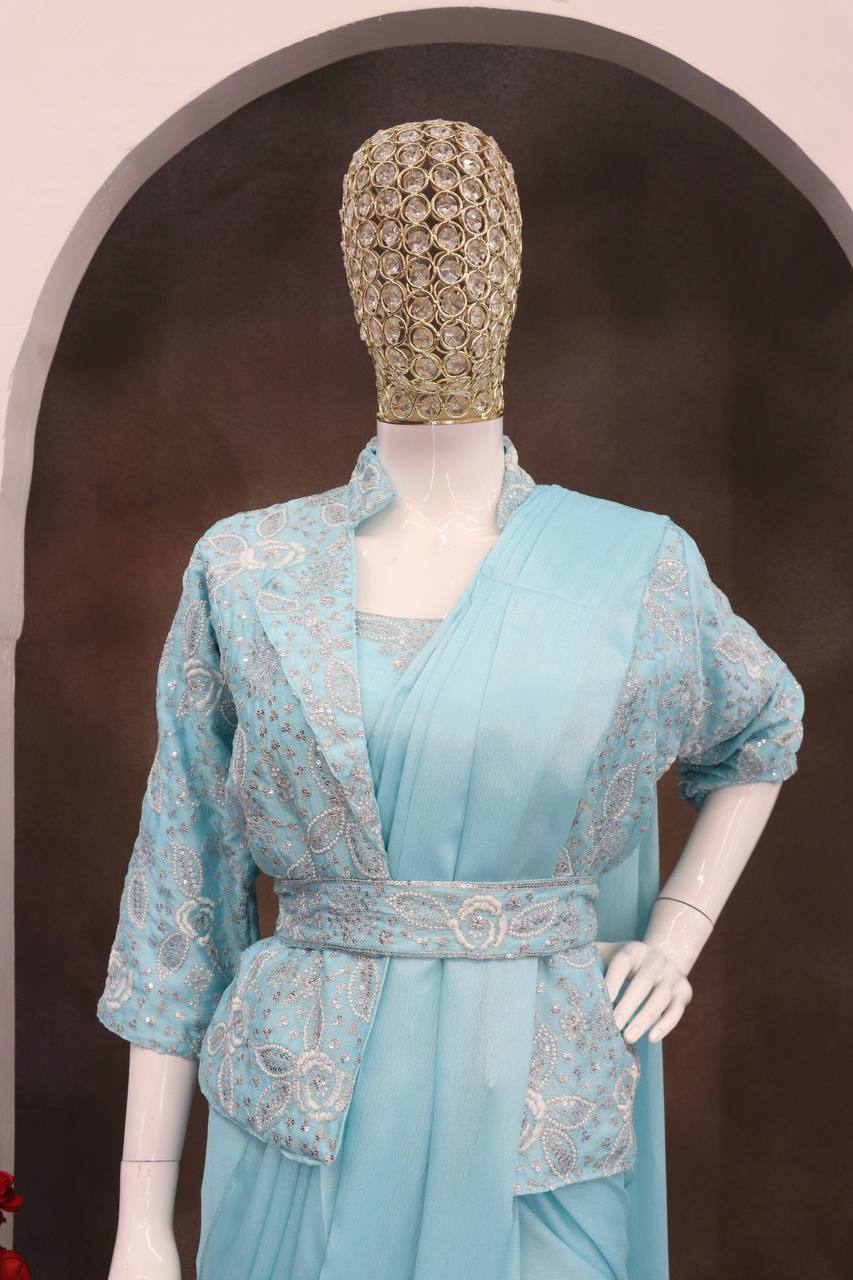 Experience effortless luxury with this premium ready-to-wear saree