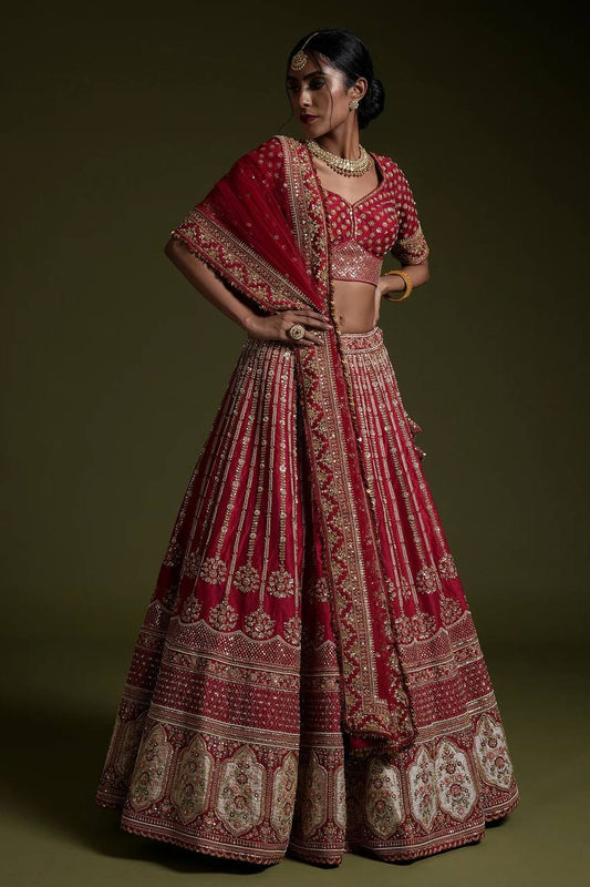 Wedding Rangoon silk lehenga with sequins Dori & thread work Lehenga