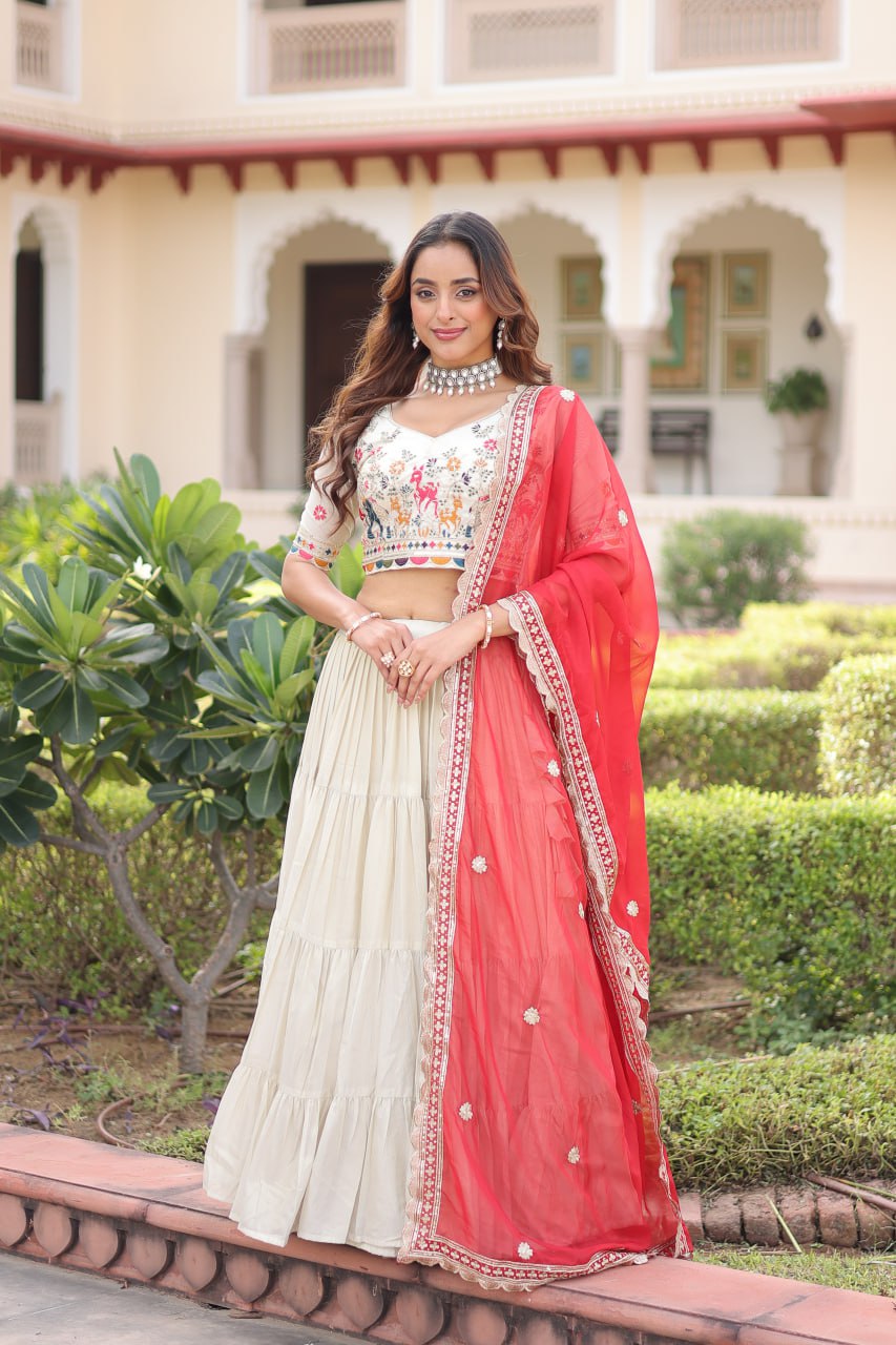 Cosmos silk with Standard Frill stitching lehenga choli