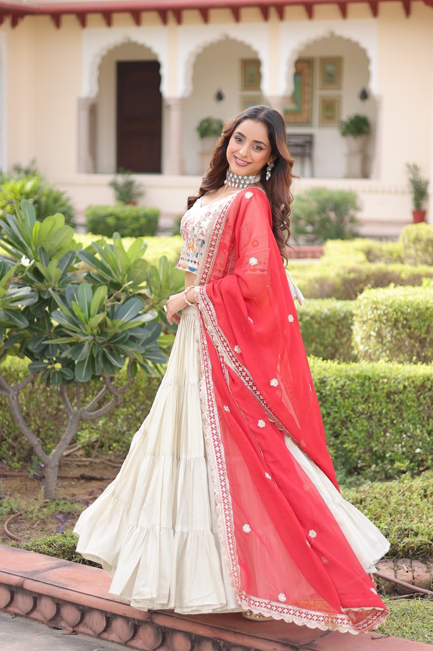Cosmos silk with Standard Frill stitching lehenga choli