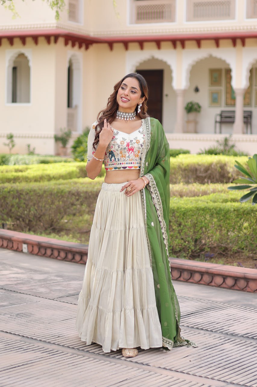 Cosmos silk with Standard Frill stitching lehenga choli