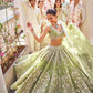 Launching Foil Paper Mirror Sequins Work 4 meter flared Butterfly Net Lehenga