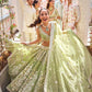 Launching Foil Paper Mirror Sequins Work 4 meter flared Butterfly Net Lehenga