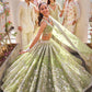 Launching Foil Paper Mirror Sequins Work 4 meter flared Butterfly Net Lehenga