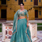 Zari Shimmer Sequins and Thread Embroidery Work Lehenga