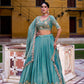 Zari Shimmer Sequins and Thread Embroidery Work Lehenga
